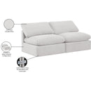  Manufacturer Color_Cream -- Indulge 70" Cream Velvet Upholstered 2 pc Armless Modular Loveseat IMAGE 8