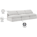  Manufacturer Color_Cream -- Indulge 105" Cream Velvet Upholstered 3 pc Armless Modular Sofa IMAGE 8