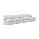 Manufacturer Color_Cream -- Indulge 140" Cream Velvet Upholstered 4 pc Armless Modular Sofa IMAGE 1