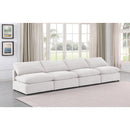  Manufacturer Color_Cream -- Indulge 140" Cream Velvet Upholstered 4 pc Armless Modular Sofa IMAGE 2