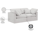  Manufacturer Color_Cream -- Indulge 70" Cream Velvet Upholstered 2 pc Modular Loveseat IMAGE 9