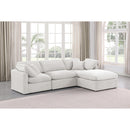  Manufacturer Color_Cream -- Indulge 105" Cream Velvet Upholstered 4 pc Modular Sectional IMAGE 2