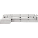  Manufacturer Color_Cream -- Indulge 140" Cream Velvet Upholstered 5 pc Modular Sectional IMAGE 4