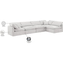  Manufacturer Color_Cream -- Indulge 140" Cream Velvet Upholstered 5 pc Modular Sectional IMAGE 10
