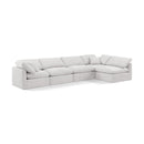  Manufacturer Color_Cream -- Indulge 140" Cream Velvet Upholstered 5 pc Modular Sectional IMAGE 1