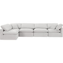  Manufacturer Color_Cream -- Indulge 140" Cream Velvet Upholstered 5 pc Modular Sectional IMAGE 4