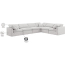  Manufacturer Color_Cream -- Indulge 140" Cream Velvet Upholstered 6 pc Modular Sectional IMAGE 10