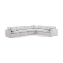  Manufacturer Color_Cream -- Indulge 140" Cream Velvet Upholstered 6 pc Modular Sectional IMAGE 1