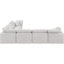  Manufacturer Color_Cream -- Indulge 140" Cream Velvet Upholstered 6 pc Modular Sectional IMAGE 3