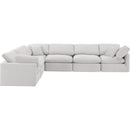  Manufacturer Color_Cream -- Indulge 140" Cream Velvet Upholstered 6 pc Modular Sectional IMAGE 4