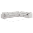  Manufacturer Color_Cream -- Indulge 140" Cream Velvet Upholstered 6 pc Modular Sectional IMAGE 9