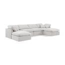  Manufacturer Color_Cream -- Indulge 140" Cream Velvet Upholstered 6 pc Modular Sectional IMAGE 1