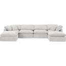  Manufacturer Color_Cream -- Indulge 140" Cream Velvet Upholstered 6 pc Modular Sectional IMAGE 4