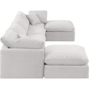  Manufacturer Color_Cream -- Indulge 140" Cream Velvet Upholstered 6 pc Modular Sectional IMAGE 5