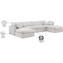  Manufacturer Color_Cream -- Indulge 140" Cream Velvet Upholstered 6 pc Modular Sectional IMAGE 8