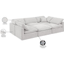  Manufacturer Color_Cream -- Indulge 105" Cream Velvet Upholstered 6 pc Modular Sectional IMAGE 9