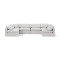  Manufacturer Color_Cream -- Indulge 140" Cream Velvet Upholstered 6 pc Modular Sectional IMAGE 1