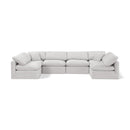  Manufacturer Color_Cream -- Indulge 140" Cream Velvet Upholstered 6 pc Modular Sectional IMAGE 1