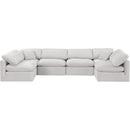  Manufacturer Color_Cream -- Indulge 140" Cream Velvet Upholstered 6 pc Modular Sectional IMAGE 4