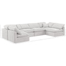  Manufacturer Color_Cream -- Indulge 140" Cream Velvet Upholstered 6 pc Modular Sectional IMAGE 9