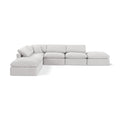  Manufacturer Color_Cream -- Indulge 140" Cream Velvet Upholstered 6 pc Modular Sectional IMAGE 1