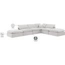  Manufacturer Color_Cream -- Indulge 140" Cream Velvet Upholstered 6 pc Modular Sectional IMAGE 3