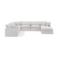  Manufacturer Color_Cream -- Indulge 140" Cream Velvet Upholstered 7 pc Modular Sectional IMAGE 1