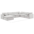  Manufacturer Color_Cream -- Indulge 140" Cream Velvet Upholstered 7 pc Modular Sectional IMAGE 9