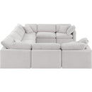  Manufacturer Color_Cream -- Indulge 140" Cream Velvet Upholstered 8 pc Modular Sectional IMAGE 5
