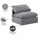  Manufacturer Color_Grey -- Indulge Grey Velvet Upholstered Modular Armless Chair IMAGE 9