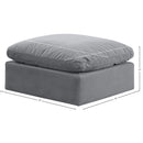 Meridian Indulge Grey Velvet Ottoman IMAGE 5