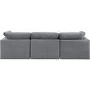  Manufacturer Color_Grey -- Indulge 105" Grey Velvet Upholstered 3 pc Modular Sofa IMAGE 3