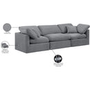  Manufacturer Color_Grey -- Indulge 105" Grey Velvet Upholstered 3 pc Modular Sofa IMAGE 9