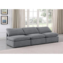  Manufacturer Color_Grey -- Indulge 105" Grey Velvet Upholstered 3 pc Armless Modular Sofa IMAGE 2