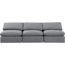  Manufacturer Color_Grey -- Indulge 105" Grey Velvet Upholstered 3 pc Armless Modular Sofa IMAGE 4