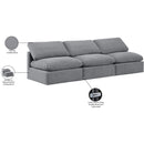  Manufacturer Color_Grey -- Indulge 105" Grey Velvet Upholstered 3 pc Armless Modular Sofa IMAGE 8