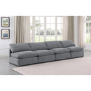 Manufacturer Color_Grey -- Indulge 140" Grey Velvet Upholstered 4 pc Armless Modular Sofa IMAGE 2