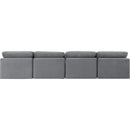  Manufacturer Color_Grey -- Indulge 140" Grey Velvet Upholstered 4 pc Armless Modular Sofa IMAGE 3