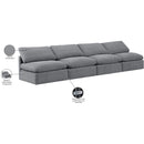  Manufacturer Color_Grey -- Indulge 140" Grey Velvet Upholstered 4 pc Armless Modular Sofa IMAGE 8