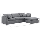  Manufacturer Color_Grey -- Indulge 105" Grey Velvet Upholstered 4 pc Modular Sectional IMAGE 9