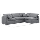  Manufacturer Color_Grey -- Indulge 105" Grey Velvet Upholstered 4 pc Modular Sectional IMAGE 9