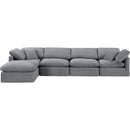  Manufacturer Color_Grey -- Indulge 140" Grey Velvet Upholstered 5 pc Modular Sectional IMAGE 4