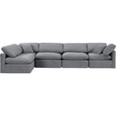  Manufacturer Color_Grey -- Indulge 140" Grey Velvet Upholstered 5 pc Modular Sectional IMAGE 4