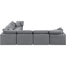  Manufacturer Color_Grey -- Indulge 140" Grey Velvet Upholstered 6 pc Modular Sectional IMAGE 3