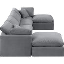  Manufacturer Color_Grey -- Indulge 140" Grey Velvet Upholstered 6 pc Modular Sectional IMAGE 5