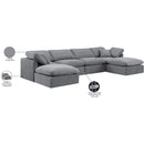  Manufacturer Color_Grey -- Indulge 140" Grey Velvet Upholstered 6 pc Modular Sectional IMAGE 8