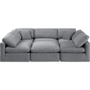  Manufacturer Color_Grey -- Indulge 105" Grey Velvet Upholstered 6 pc Modular Sectional IMAGE 4