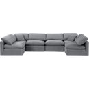  Manufacturer Color_Grey -- Indulge 140" Grey Velvet Upholstered 6 pc Modular Sectional IMAGE 4