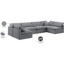  Manufacturer Color_Grey -- Indulge 140" Grey Velvet Upholstered 6 pc Modular Sectional IMAGE 9