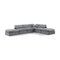  Manufacturer Color_Grey -- Indulge 140" Grey Velvet Upholstered 6 pc Modular Sectional IMAGE 1